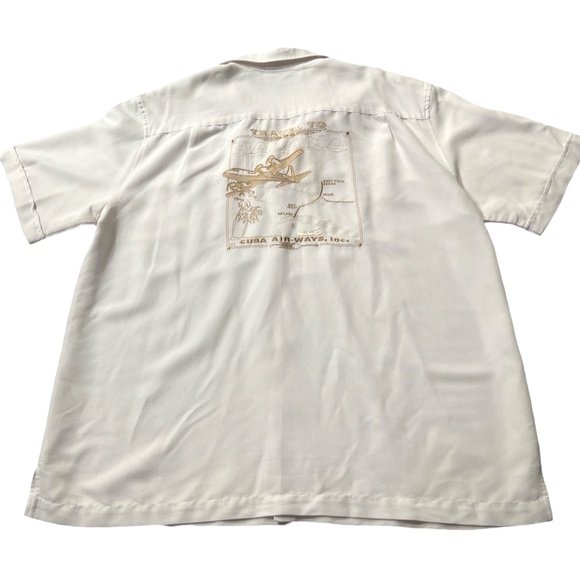 Cubavera Mens Embroidered Travel to Havana Cuba Airways Inc. Button Down XL - Picture 2 of 10
